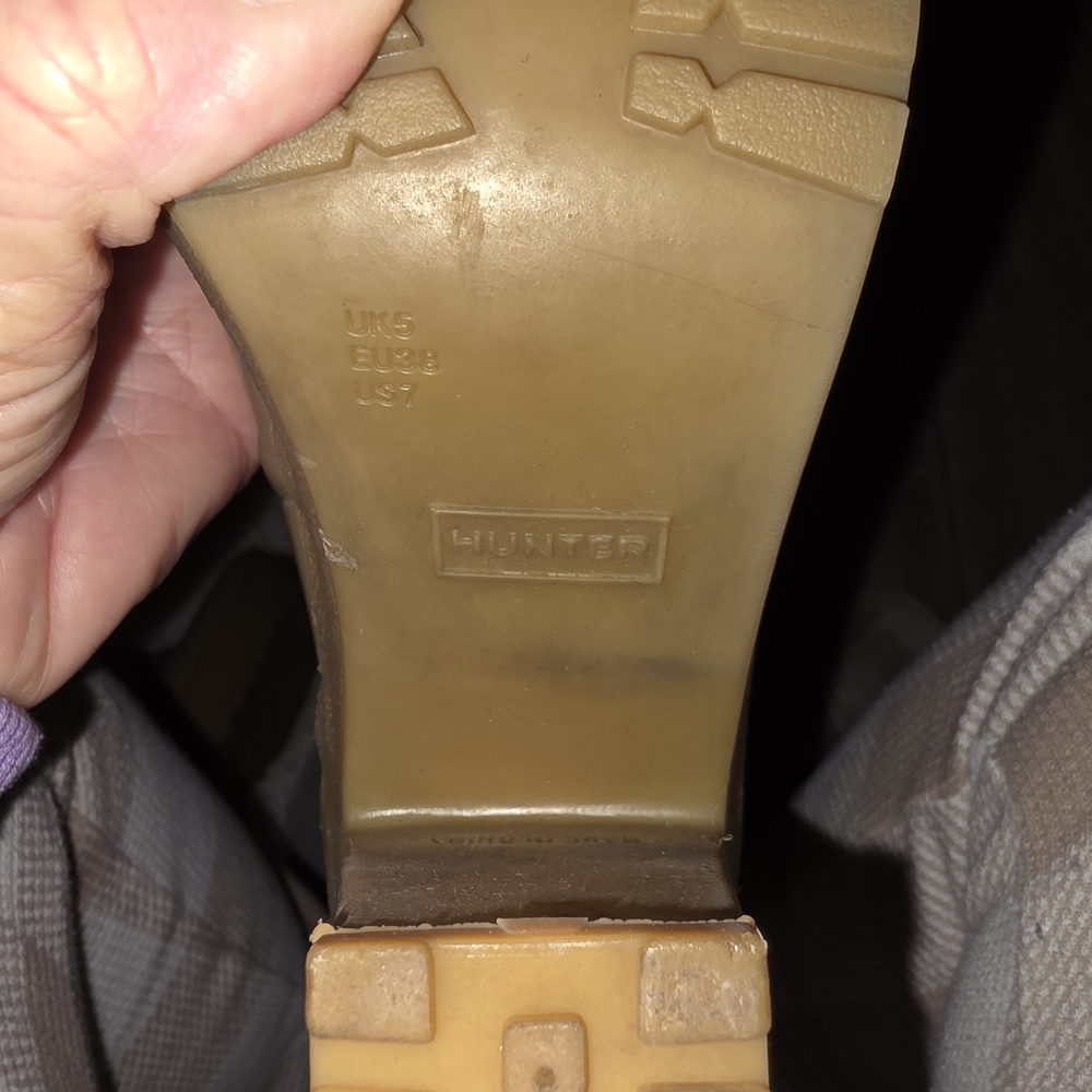 NWT Hunter Women's Beige TALL heel Rain Boots Sz 7 - Picture 10 of 13